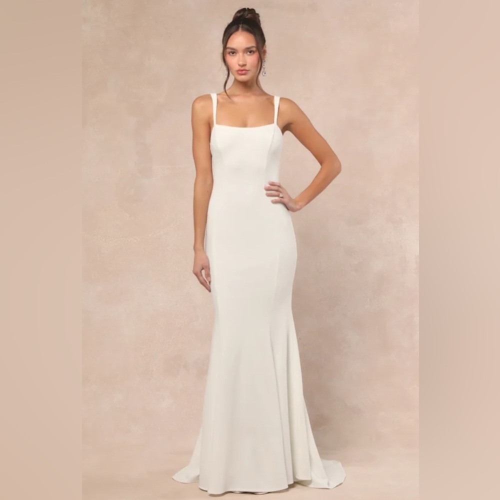 Lulus Safine White Backless Mermaid Wedding Dress